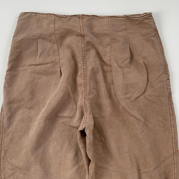 Marrakech Brown Tan Cedar Nicola Solid Pleated Pant LINEN Blend  Size 30 Large - Picture 6 of 13
